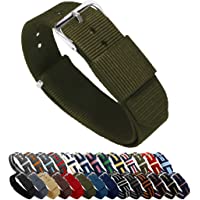 BARTON Watch Bands - Ballistic Nylon NATO® Style Straps - Choice of Color, Length & Width (18mm, 20mm, 22mm or 24mm)