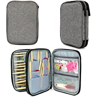 New Knitting Needls Case Without Hooks and Accessories,Zipper Storage Organizer Bag with Web Pockets for Various…