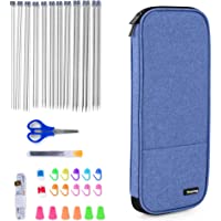 Luxja Knitting Needles Organizer, Rolling Bag for Knitting Needles (up to 10 Inches), Crochet Hooks and Accessories (No…