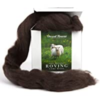 100% Natural Wool Roving Top, Un-Dyed Dark Chocolate, 8 OZ Corriedale, Made in South America, Best Core Wool for Needle…