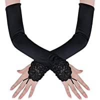BABEYOND Long Opera Party 20s Satin Gloves Stretchy Adult Size Elbow Length 20.5"