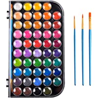 Upgraded 48 Colors Watercolor Paint, Washable Watercolor Paint Set with 3 Paint Brushes and Palette, Non-toxic Water…