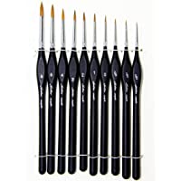 Detail Paint Brushes Set 10pcs Miniature Brushes for Fine Detailing & Art Painting - Acrylic, Watercolor,Oil,Models…