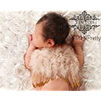Feather Natural Angel Butterfly Wings, Newborn, Baby, Photo Prop Choose Colors or Glitter TAN