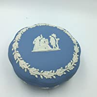 WEDGWOOD BLUE JASPERWARE - 5" Circular Lidded Trinket Box with scalloped edges