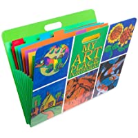 HearthSong Art Place Portfolio with Handles-8 Expandable Coded Accordion Files for Organizing Children's Artwork-19 H x…