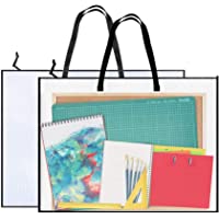 2 Pieces Art Portfolio Bag Poster Storage Bag, with Zipper and Handle Posters Organizer Transparent White Bag for Large…