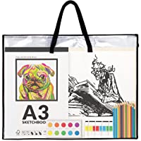 SUNEE 19x25 Art Portfolio Bag, Vinyl Portfolio Organizer with Handle, Zippered Storage Folder for Artwork, Poster and…