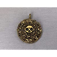 Pirates of The Caribbean, Cursed Aztec Coin Pendant, Solid Metal, Gold,