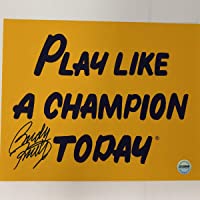 Autographed/Signed Rudy Ruettiger Play Like A Champion Today Notre Dame Irish 8x10 College Football Photo Athlete…