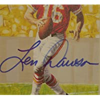 Len Dawson Autographed Goal Line Art Card Kansas City Chiefs Hall of Fame inductee 1987