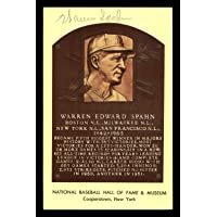Warren Spahn Autographed HOF Plaque Postcard Milwaukee Braves SKU #177227