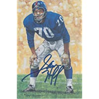 Sam Huff Autographed Goal Line Art Card New York Giants Hall of Fame inductee 1982