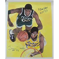 Robert Parish James Worthy Signed Autographed 28X34 Canvas Lakers Celtics COA - Autographed NBA Art