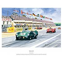 Shelby Revs It Up- Le Mans Racing Print Autographed By Carroll Shelby