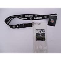 OAKLAND RAIDERS BLACK AND WHITE LANYARD WITH TICKET HOLDER PLUS COLLECTIBLE PLAYER CARD