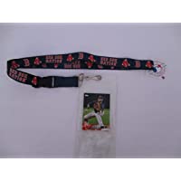 BOSTON RED SOX BLUE RED SOX NATION LANYARD WITH TICKET HOLDER PLUS COLLECTIBLE PLAYER CARD