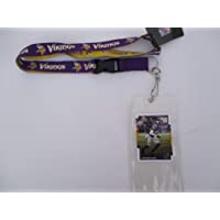 MINNESOTA VIKINGS PURPLE & GOLD TWO TONE LANYARD WITH TICKET HOLDER PLUS COLLECTIBLE PLAYER CARD
