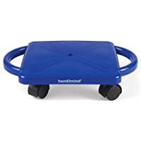 hand2mind Blue Indoor Scooter Board with Safety Handles for Kids Ages 6-12, Plastic Floor Scooter Board with Rollers…