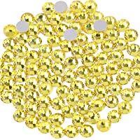 beadsland 1440 Piece Flat Back Crystal Rhinestones Round Gems,1.3mm-6.5mm,Lemon Yellow(SS3(1.3-1.4mm))