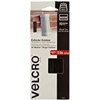VELCRO Brand Outdoor Heavy Duty Strips | 4 x 1 Inch Pk of 10 | Holds 15 lbs | Black Extreme Hook and Loop Tape…