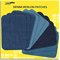 ZEFFFKA Premium Quality Denim Iron-on Jean Patches Inside & Outside Strongest Glue 100% Cotton Assorted Shades of Blue…