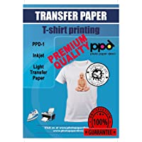 PPD Inkjet PREMIUM Iron-On White and Light Color T Shirt Transfers Paper LTR 8.5x11” Pack of 10 Sheets (PPD001-10)