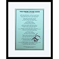 Framed Amy Winehouse Lyric Sheet Autograph with Certificate of Authenticity