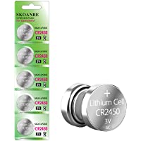 SKOANBE 5 Pack CR2450, Long-Lasting & High Capacity,3V Lithium Battery for Car Key Remote Control
