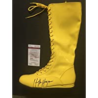 Autographed/Signed Hulk Hogan Yellow WWE Wrestling Boot/Shoe JSA COA