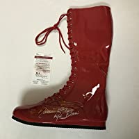 Autographed/Signed Ric Flair"Nature Boy" Red WWE Wrestling Boot/Shoe JSA COA