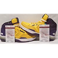 MAGIC JOHNSON Autographed Los Angeles Lakers WEAPON Shoes. WITNESSED JSA - Autographed NBA Sneakers