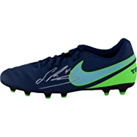 Sergio Ramos Spain Autographed Nike Tiempo Blue & Green Cleat - Autographed Soccer Cleats