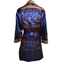 Gennady "GGG" Golovkin Signed Navy & Gold Boxing Robe - Autographed Boxing Robes and Trunks