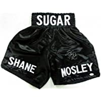 Sugar Shane Mosley signed Black Satin Boxing Trunks - Autographed Boxing Robes and Trunks