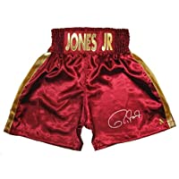 Roy Jones Jr Signed Burgundy Trunks"JONES JR" on waste - Autographed Boxing Robes and Trunks
