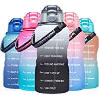 Fidus Large Half Gallon/64OZ Motivational Water Bottle with Paracord Handle & Removable Straw - BPA Free Leakproof Water…