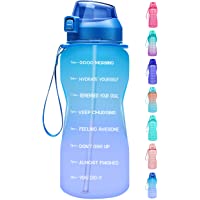 Fidus Large Half Gallon/64oz Motivational Water Bottle with Time Marker & Straw,Leakproof Tritan BPA Free Water Jug…