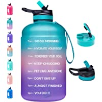 Venture Pal Large 1 Gallon Motivational Water Bottle with 2 Lids (Chug and Straw), Leakproof BPA Free Tritan Sports…