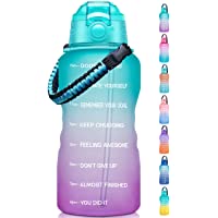 Fidus Large 1 Gallon Motivational Water Bottle with Paracord Handle & Removable Straw - BPA Free Leakproof Water Jug…