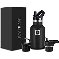 IRON °FLASK Sports Water Bottle - 12 Oz, 3 Lids (Straw Lid), Leak Proof, Vacuum Insulated Stainless Steel, Hot Cold…