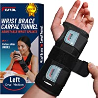 Wrist Brace for Carpal Tunnel, Adjustable Wrist Support Brace with Splints Left Hand, Small/Medium, Arm Compression Hand…