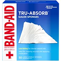 Band Aid Brand First Aid Products Tru-Absorb Sterile Gauze Sponges for Cleaning and Cushioning Wounds, Low-Lint Design…