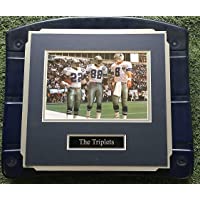 Dallas Cowboys Texas Stadium Image On Seat Bottom framed photo of Famous Triplets! Aikman, Irvin, & Smith (The Cowboy…