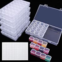 SGHUO 168 Slots 6 Pack 28 Grids Diamond Painting Boxes Plastic Organizer 5D Diamond Embroidery Accessories Storage…