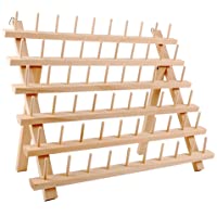 NW Wooden Thread Holder Sewing and Embroidery Thread Rack and Organizer Thread Rack for Sewing with Hanging Hooks(60…