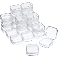 24 Packs Small Clear Plastic Beads Storage Containers Box with Hinged Lid for Storage of Small Items, Crafts, Jewelry…