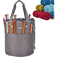HOMEST Barrel-Shaped Yarn Storage Bag with Multi-Pockets, Tangle Free with 4 Oversized Grommets, Lightweight Portable…