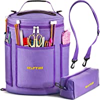 Yarn Storage Bag - Tote Yarn Bag, Durable Knitting and Crochet Organizer with Needle Case (Purple)