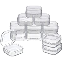 SATINIOR 12 Pack Clear Plastic Beads Storage Containers Box with Hinged Lid for Beads and More (1.38 x 1.38 x 0.71 Inch)
